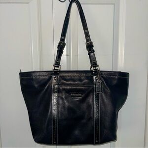 Coach Leatherwear East West Gallery Tote Black Leather Shoulder Bag F13098 Retro